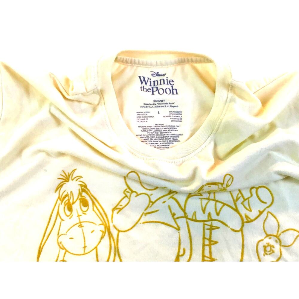 Disney Winnie the Pooh Friends T-Shirt Yellow Gold Size Large - Picture 3 of 3